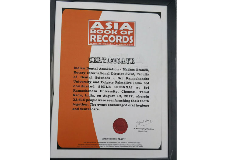 Asia Book of Records recognised Faculty of Dental Sciences