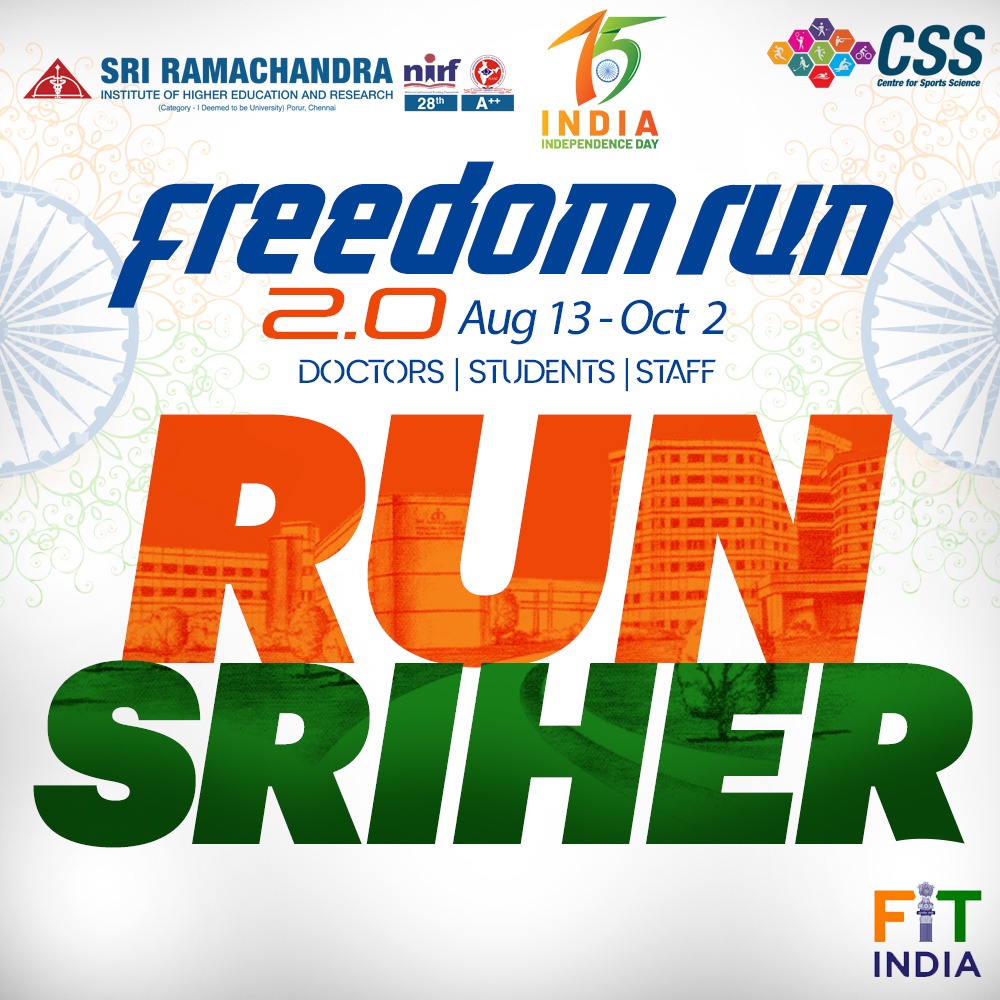 'Run for India' with SRIHER Fitness Club 13th August to 2nd October 2021